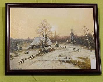 Картина На закате, 35*45. Масло, холст. Поляков А.(837), 10936