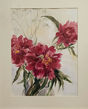 Картина Пионы 38,5х29 см, акварель., худ. К. Аверина 2019г.(769) 11703