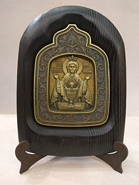 Икона композитная (воск+металл) БМ Неупиваемая чаша, арочная в деревяной раме 20*24 (787), 5320