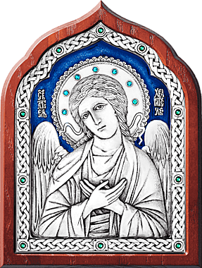 Икона металлогальваника Ангел Хранитель 11*15, эмаль (071), 4950/82.3