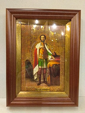 Икона печать на холсте, в раме, под стеклом, Александр Невский (005), 1331