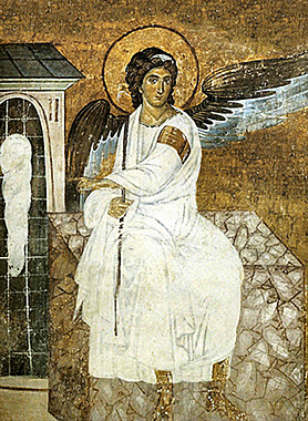 Икона печать по левкасу Ангел на гробе Господнем (113), 4669/АГ-02