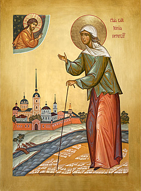 Икона печать по левкасу блж.Ксения Петербургская (113), 7603/КП-601