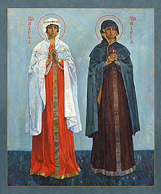 Икона печать по левкасу Марфа и Мария правв (113), 9499/МФМ-363