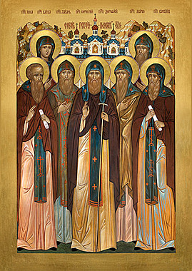 Икона печать по левкасу Собор Псково-Печерских святых (113), 7514/СППС-55