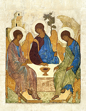 Икона печать по левкасу Троица (113), 5353/Т-01