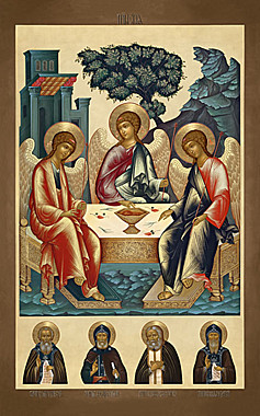 Икона печать по левкасу Троица (113), 8066/Т-761