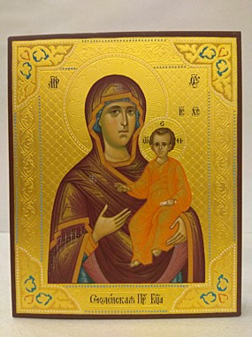 Икона писаная БМ Смоленская, золотой фон (031), 8913
