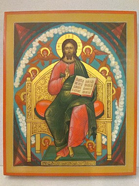 Икона писаная Господь Вседержитель,цветной фон (031), 8915