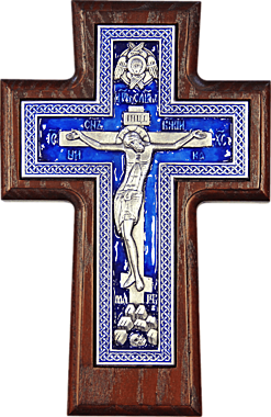 Крест металлогальваника с распятием 12,5*19, эмаль (071), 5683/17122.1